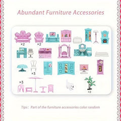 Grand Princess Doll House Mansion – 3-Storey Play House with Furniture