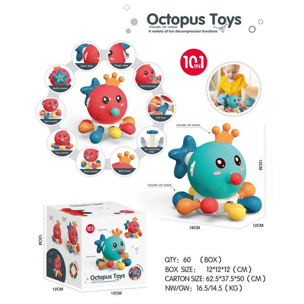 10-in-1 Octopus Baby Activity Toy – Spinning, Teething & Sensory Play