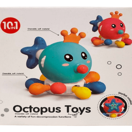 10-in-1 Octopus Baby Activity Toy – Spinning, Teething & Sensory Play