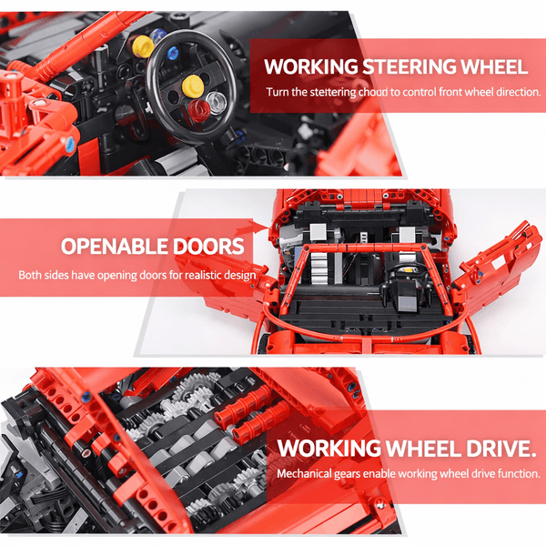 1:14 Superpower Red Sports Car Building Blocks Set