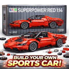 1:14 Superpower Red Sports Car Building Blocks Set