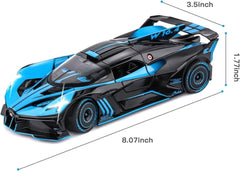 1:24 Die-Cast Bugatti Bolide with Spray Effect Diecast Model Car – Light, Sound & Butterfly Doors 🏎️💙