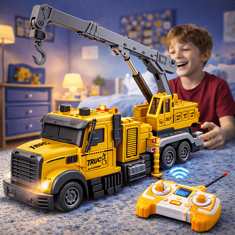 1:24 Scale Remote Control  Crane Truck – Heavy Duty Engineering Vehicle with Rotating Boom & Hook
