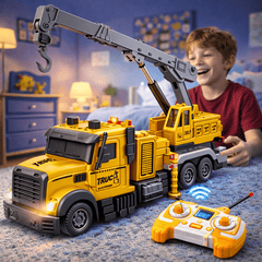 1:24 Scale Remote Control  Crane Truck – Heavy Duty Engineering Vehicle with Rotating Boom & Hook