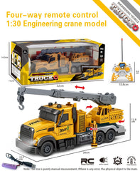 1:24 Scale Remote Control  Crane Truck – Heavy Duty Engineering Vehicle with Rotating Boom & Hook