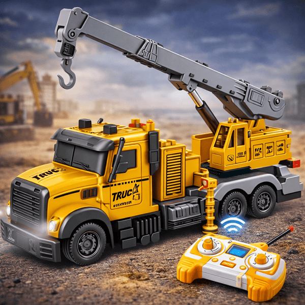 1:24 Scale Remote Control  Crane Truck – Heavy Duty Engineering Vehicle with Rotating Boom & Hook