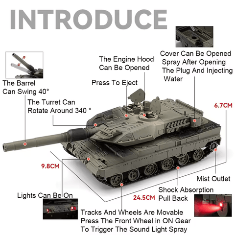1:48 Alloy Battle Tank with Light & Sound Military Model