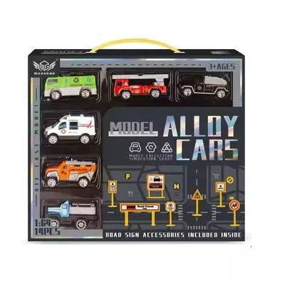 1:64 Model Alloy Racing Car Set with Road Signs –  Diecast Collection