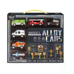 1:64 Model Alloy Racing Car Set with Road Signs –  Diecast Collection