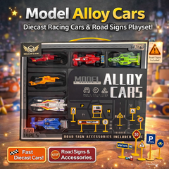 1:64 Model Alloy Racing Car Set with Road Signs –  Diecast Collection