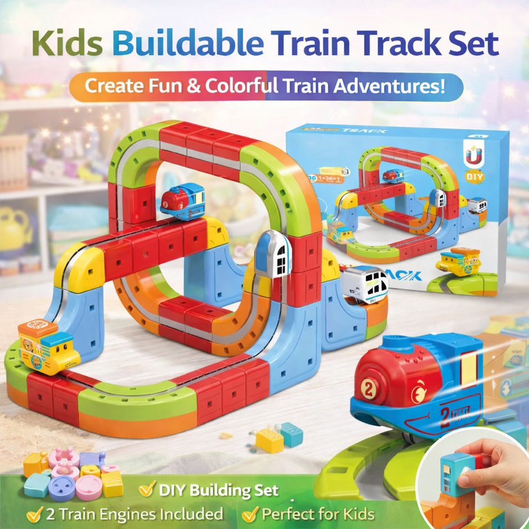 18 Pcs Magnetic Train Track Adventure Set with DIY Loop Design