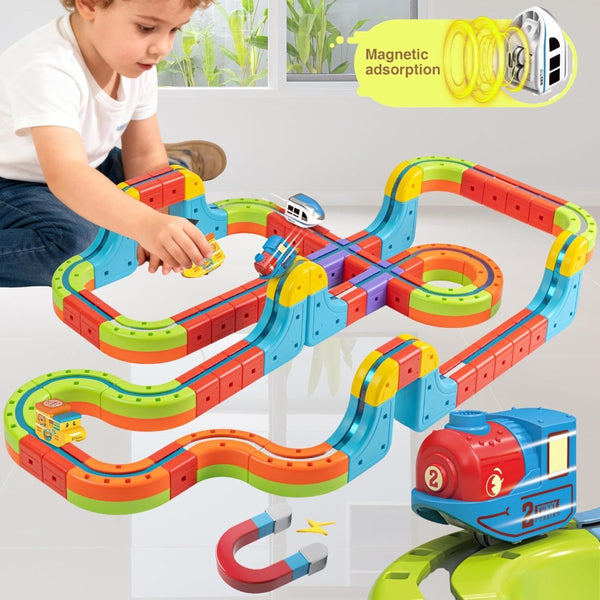 18 Pcs Magnetic Train Track Adventure Set with DIY Loop Design