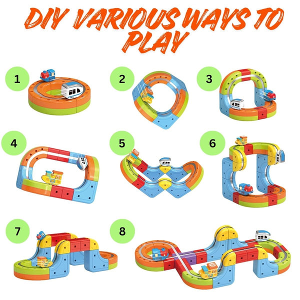 18 Pcs Magnetic Train Track Adventure Set with DIY Loop Design