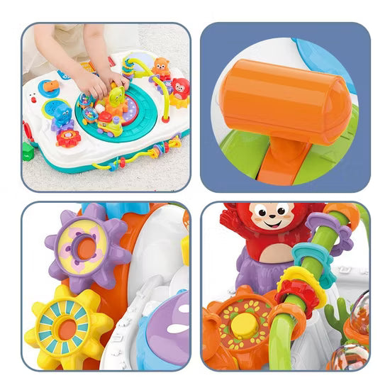 2-in-1 Multi-Functional Double-Sided Game & Learning Desk with Blocks & Bluetooth Music