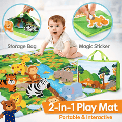 2-in-1 Animal Adventure Play Mat – Reusable Sticker Activity Set