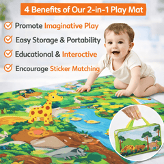2-in-1 Animal Adventure Play Mat – Reusable Sticker Activity Set