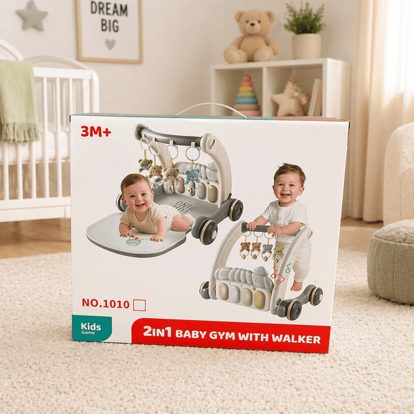 2-in-1 Baby Gym & Walker – Activity Play Mat with Push Walker