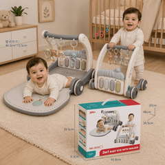 2-in-1 Baby Gym & Walker – Activity Play Mat with Push Walker