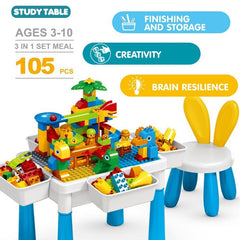 2-in-1 Building Blocks Table With Chair Set | 105 Pcs