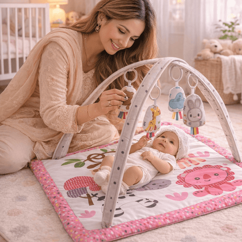 2-in-1 Happy Space Baby Play Gym – Activity Mat with Hanging Toys