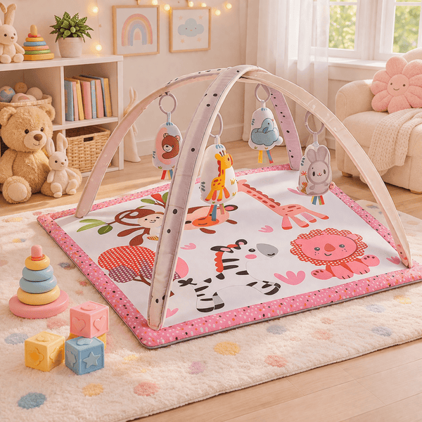 2-in-1 Happy Space Baby Play Gym – Activity Mat with Hanging Toys