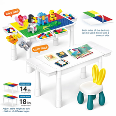 🎨 2-in-1 Kids Activity Block Table & Study Desk with Storage 🧸 | 102 Pcs