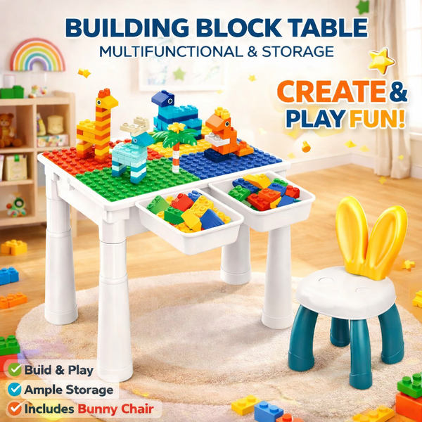 🎨 2-in-1 Kids Activity Block Table & Study Desk with Storage 🧸 | 102 Pcs