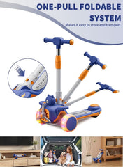 🛴 2-in-1 Kids Bear Ride-On Scooter with Seat & Lights
