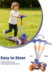 🛴 2-in-1 Kids Bear Ride-On Scooter with Seat & Lights