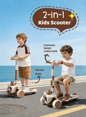 🛴 2-in-1 Kids Bear Ride-On Scooter with Seat & Lights