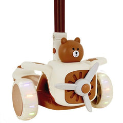 🛴 2-in-1 Kids Bear Ride-On Scooter with Seat & Lights