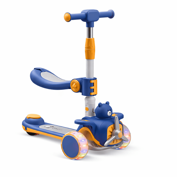 🛴 2-in-1 Kids Bear Ride-On Scooter with Seat & Lights
