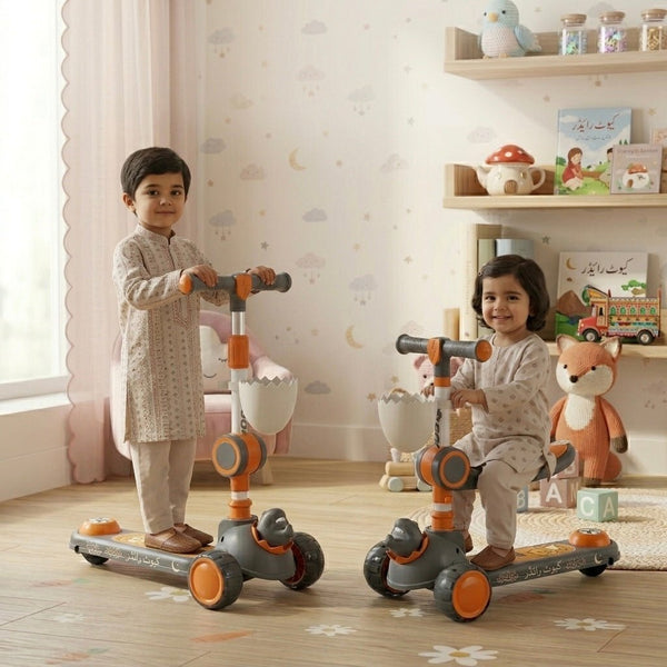 2 in 1  Kids Shark Scooty With Front Basket For Active Kids