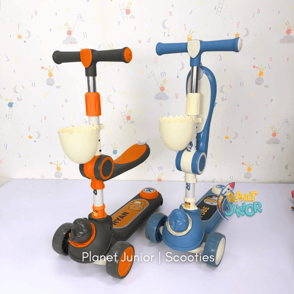 2 in 1  Kids Shark Scooty With Front Basket For Active Kids