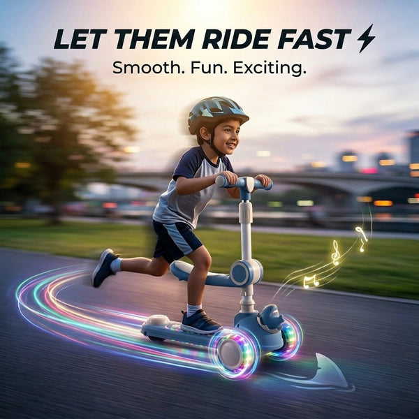 2 in 1  Kids Shark Scooty With Front Basket For Active Kids