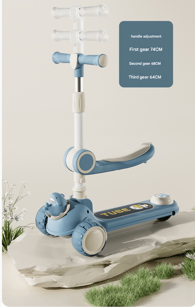 2 in 1  Kids Shark Scooty With Front Basket For Active Kids