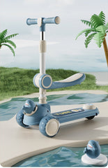 2 in 1  Kids Shark Scooty With Front Basket For Active Kids