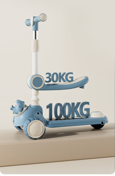 2 in 1  Kids Shark Scooty With Front Basket For Active Kids