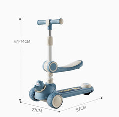 2 in 1  Kids Shark Scooty With Front Basket For Active Kids