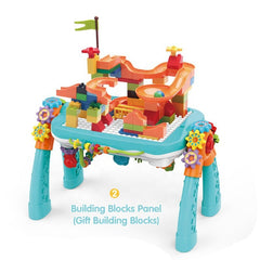 2-in-1 Multi-Functional Double-Sided Game & Learning Desk with Blocks & Bluetooth Music