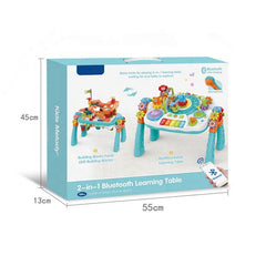 2-in-1 Multi-Functional Double-Sided Game & Learning Desk with Blocks & Bluetooth Music