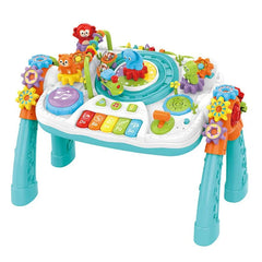 2-in-1 Multi-Functional Double-Sided Game & Learning Desk with Blocks & Bluetooth Music
