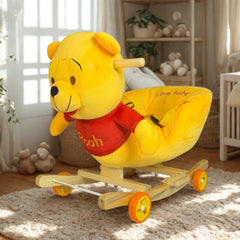 2-in-1 Plush Bear Baby Rocker with Wheels & Music – Rocking + Ride-On Fun 🐻🎵🚗