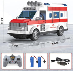 2.4G Remote Control Ambulance – Flashing Lights & Rescue Sound Emergency Truck for Kids