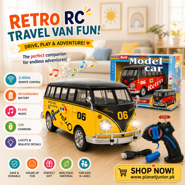 2.4GHz RC Retro Travel Van – Color Plated Light Remote Control Car