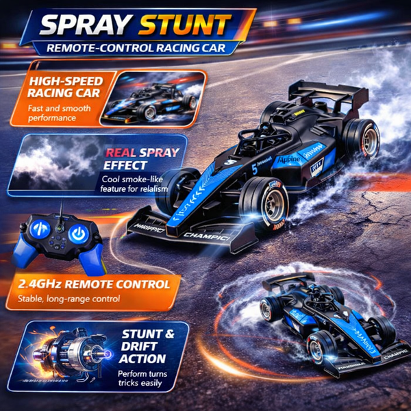 🏎️ 2.4GHz RC Spray Stunt Racing Car – High-Speed Remote Control Formula Car with Smoke Effect