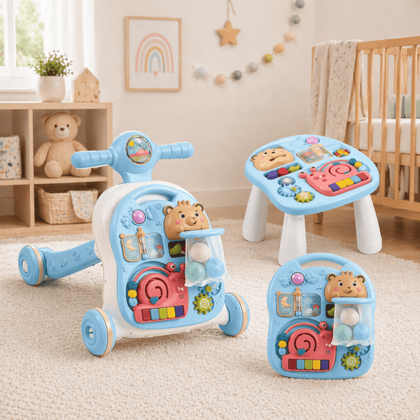 3-in-1 Multi-Functional Baby Walker with Detachable Activity Panel – Learning Push Walker