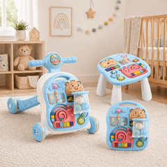 3-in-1 Multi-Functional Baby Walker with Detachable Activity Panel – Learning Push Walker