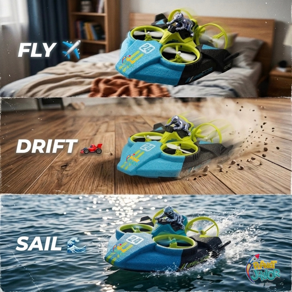 Fly, Drive & Sail - 3-in-1 RC Quadcopter Remote Control Vehicle
