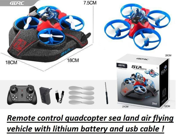 Fly, Drive & Sail - 3-in-1 RC Quadcopter Remote Control Vehicle